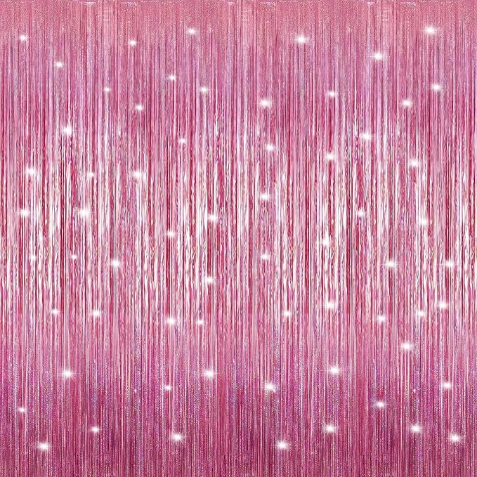 5 Pack 3.3 x 9.9 ft Holographic Bright Pink Streamers Party Decorations | Foil by Crosize