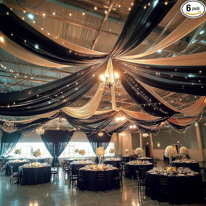 6 Panels Black Ceiling Drapes by Shillance