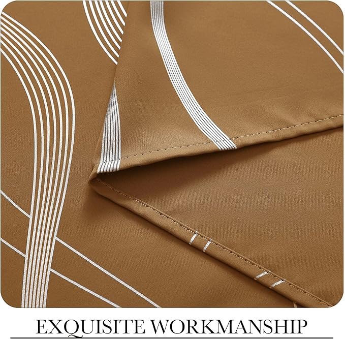 NICETOWN Gold Brown Blackout Fall Pattern Curtains - Image 5