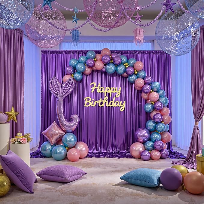20x10ft Thick Purple Glitter Backdrop Curtain Panels - Image 4
