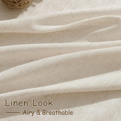 Living Room Curtains 63 Inch Length Linen Cream Beige Luxury Light Filtering - Image 4