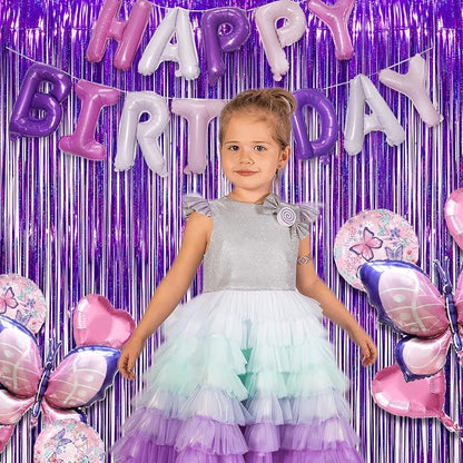 Purple Tinsel Curtain Party Backdrop - Image 5