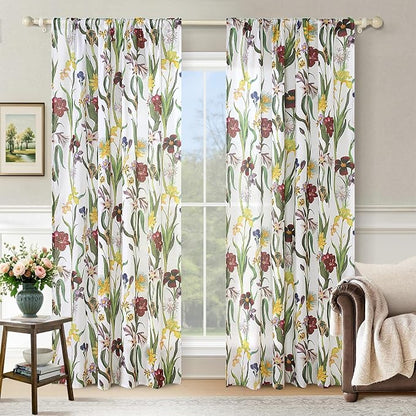 Schweek Vintage Floral Curtains 63 Inches Length 2 Panels by Schweek