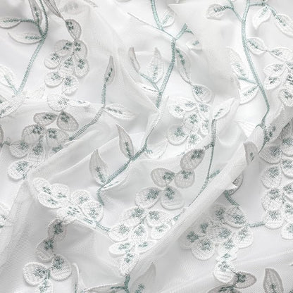 White Sheer Voile Curtains White Embossed Leaves 54Wx84L Inch | Light Filtering - Image 7