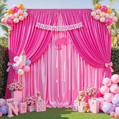 30x10ft Hot Pink Glitter Backdrop Curtain - Image 4