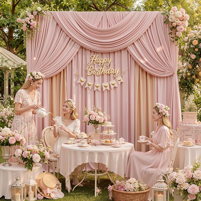 20ft x 15ft Dusty Pink Backdrop Curtains - Image 7