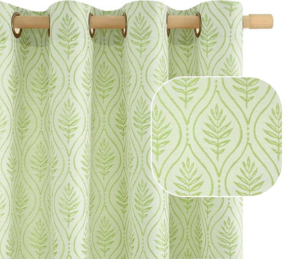 BGment Grass Green Leaf Jacquard Curtains by BGment