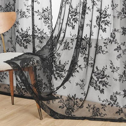 SEEKRIGHT Black Lace Curtains - Image 5