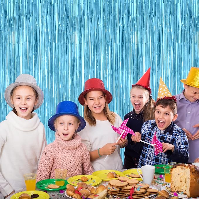 12 Pack Party Decorations, 3.28 FT x 7.05 FT Sky Blue Curtains, Metallic Party - Image 7