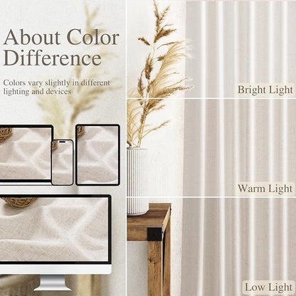 Beige Linen Curtains 96 Inches Long - Image 4