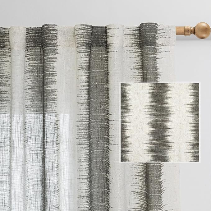 MYSKY HOME Bedroom Curtains Linen Textured Sheer Panels, Curtains 63 Inch by MYSKYHOME