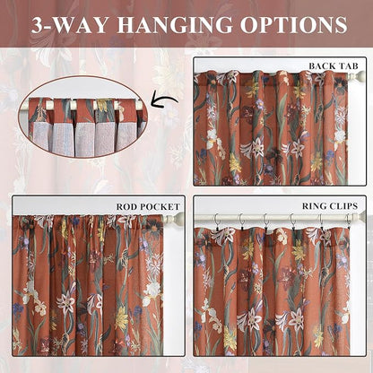 Schweek Burnt Orange Boho Curtain 96 Inches Length 2 Panels - Image 6