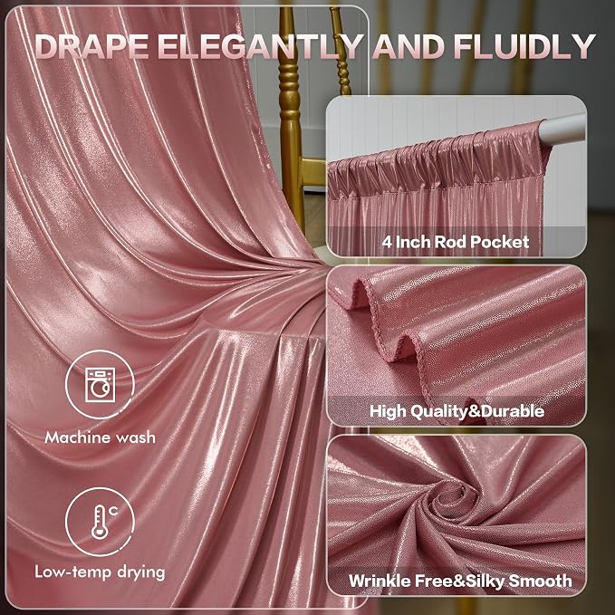 gogoparti 10x10FT Rose Gold Sequin Backdrop Curtain - Image 4