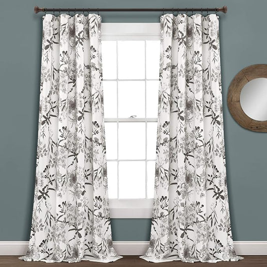 Lush Decor Botanical Garden Curtains Floral Bird Print Light Filtering Window by LushDecor