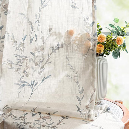 MYSKY HOME Linen Sheer Window Floral Curtains Panels Light Filtering Privacy - Image 6