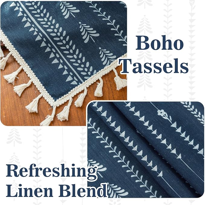 Boho Navy Blue Curtains 63 inch Length - Image 3