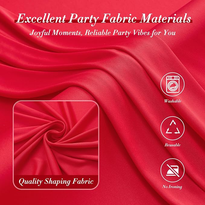 50ft x 10ft Wrinkle Free Red Backdrop Curtains - Image 4