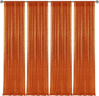 2×8FT-4PCS Orange Sequin Backdrop Curtains Panels, Photography Backdrop Glitter - Image 8
