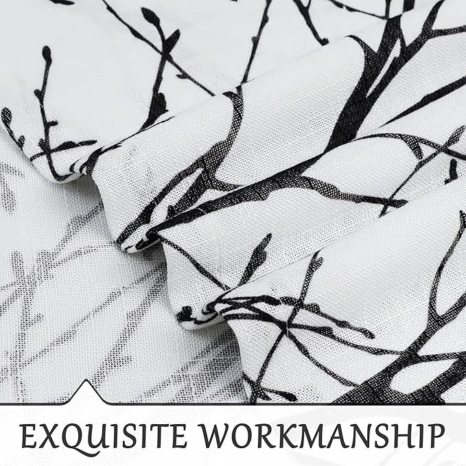 FMFUNCTEX Linen Black White Semi Sheer Patio Curtains 96 Inch Long 1 Panel | - Image 5