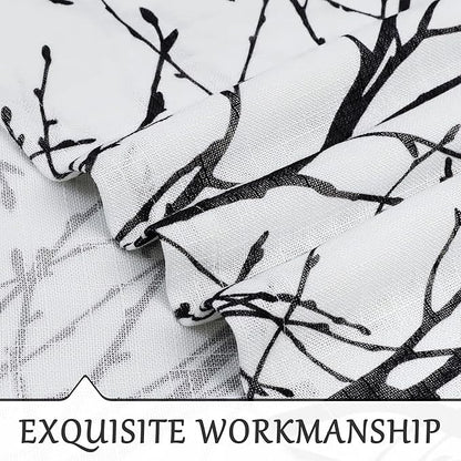 FMFUNCTEX Linen Black White Semi Sheer Patio Curtains 96 Inch Long 1 Panel | - Image 5