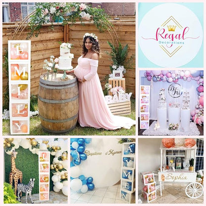 96 PC Bridal Shower Decorations Balloon Boxes White- Transparent Block - Image 4