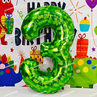 40 inch giant Green pixel miner game number 4 balloon | Large mining theme foil - Image 6