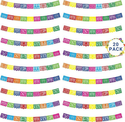 20 Pack Cinco De Mayo Banner, 360 FT Fiesta Banner Mexican Party Decorations by Heartome