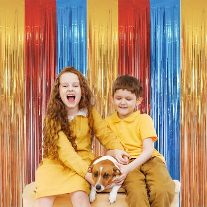 Gold Red Blue Party Backdrop - Image 4