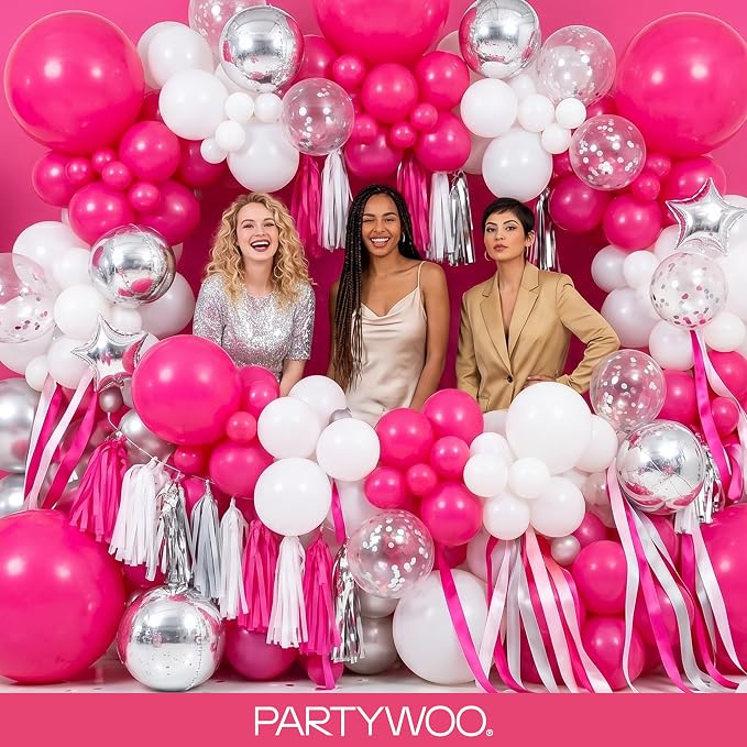 PartyWoo Hot Pink Balloons 145pcs Magenta Fuchsia Color 18 12 10 5 Inch | 18 12 - Image 5