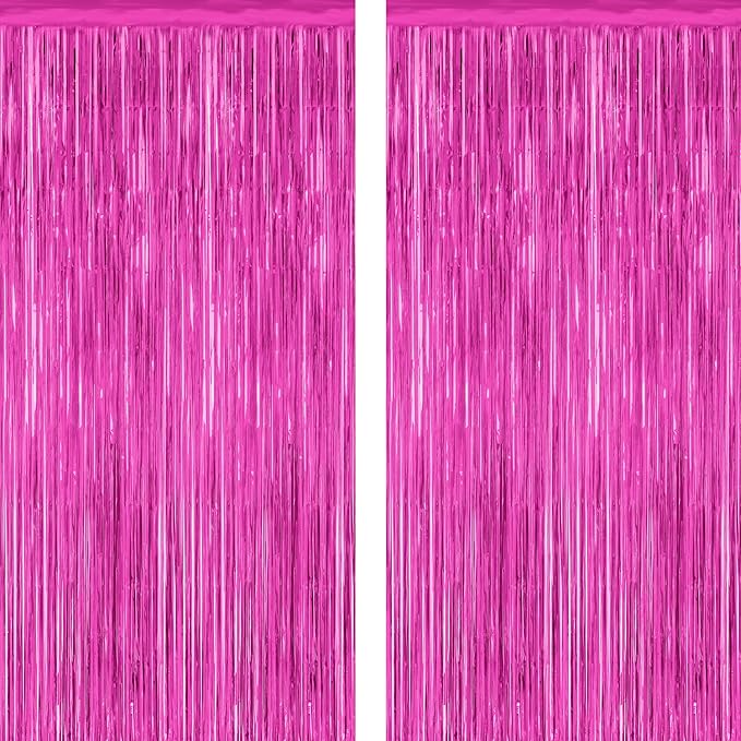 ZATAYE 2 Pack Rose Red Valentines Foil Curtain Streamer Decorations | Rose Red by ZATAYE