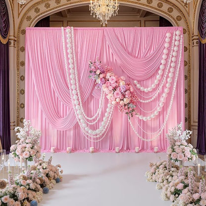 20ft x 10ft Wrinkle Free Pink Backdrop Curtains - Image 3