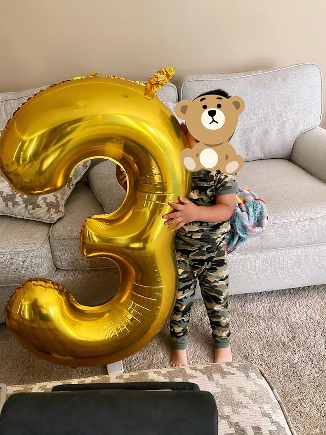 6 Balloon Numbers Party Decorations, 40In Gold Balloons - Image 2