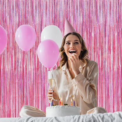 2 Pack Glitter Pink Backdrop, 3.28 FT x 7.05 FT Birthday Party Decorations - Image 5