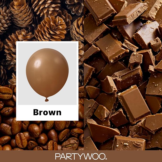 PartyWoo Brown Balloons 140pcs Neutral Boho Color 18 12 10 5 Inch | 18 12 10 5 - Image 2