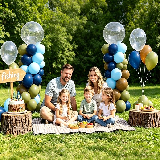 Fishing Birthday Party Balloon Column Stand Kits 2 Sets | 122Pcs Blue Green - Image 6