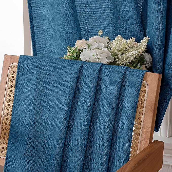 Tollpiz Linen Curtains Living Room Rod Pocket Semi Sheer Curtain Burlap Light - Image 6