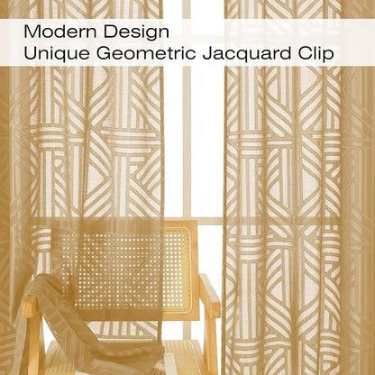 Simplebrand Gold Sheer Curtains 72 Inch Length 2 Panels - Image 3