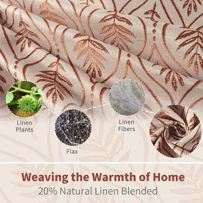 BGment Terracotta Leaf Jacquard Curtains 72 Inches Long - Image 3