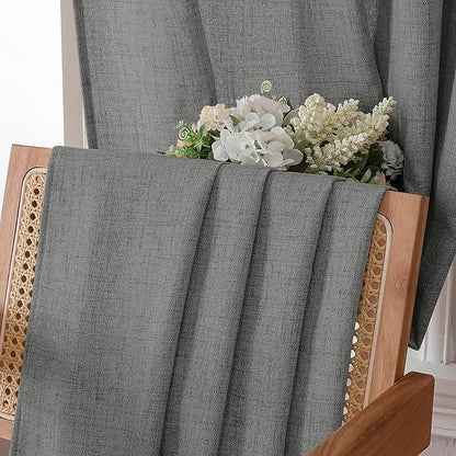 Tollpiz Short Linen Curtain Living Room Rod Pocket Semi Sheer Curtains Burlap - Image 6