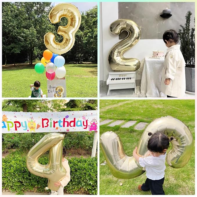 Light Gold Number 1 Foil Balloon 40IN Champagne Gold 1 Mylar Helium Balloon | - Image 4