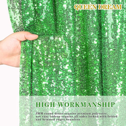 Sequin Backdrop Curtains 6 Packs 2ftx8ft Green Photo Background Drapes | - Image 4