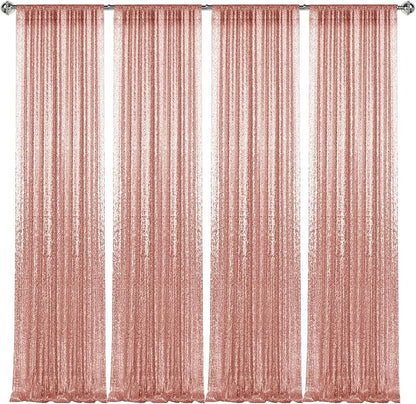 2×8FT-4PCS Rose Gold Sequin Backdrop Curtains Panels, Photography Backdrop - Image 8
