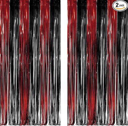 Black Red Party Streamers Backdrop by GREATRIL
