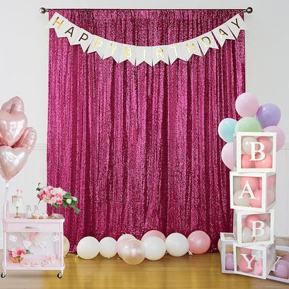 Sugargirl Fuchsia Sequin Backdrop Curtain 2 Panels 2FTx8FT Glitter Fuchsia - Image 8