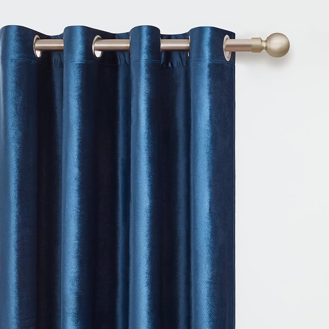 BULBUL Velvet Navy Blue Blackout Curtains 120 inch Length - Image 2