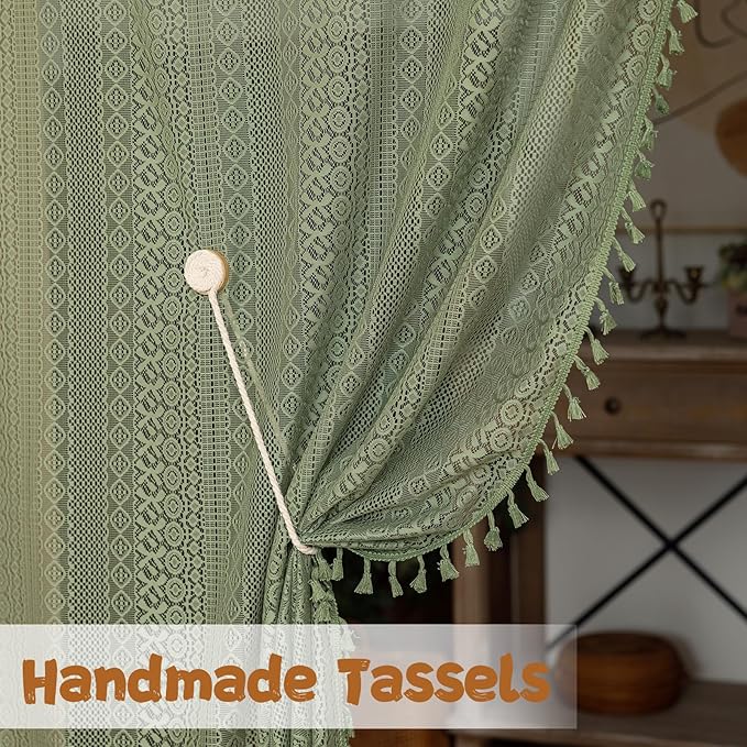 Sutuo Home Olive Green Boho Doorway Curtains - Image 6