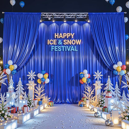20x10ft Royal Blue Glitter Backdrop Curtain - Image 2