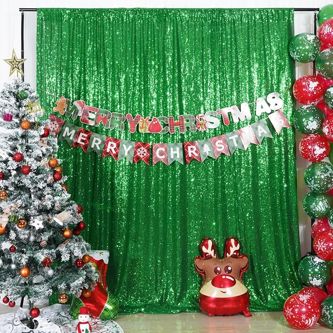 Poise3EHome Green Sequin Backdrop, 6FT x 8FT Sequin Photography Backdrop Curtain - Image 9
