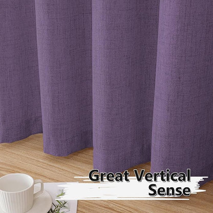 Tollpiz Short Linen Curtain Bedroom Rod Pocket Semi Sheer Curtains Burlap Light - Image 4