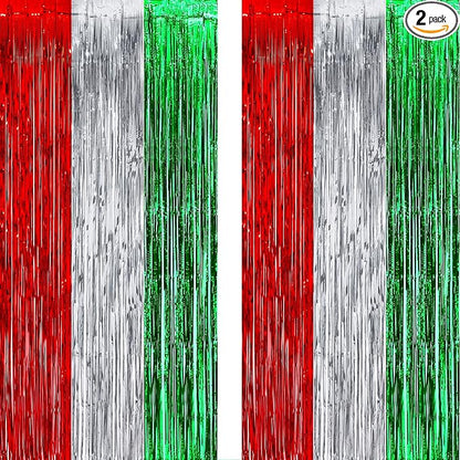 Red Silver Green Party Streamers by GREATRIL